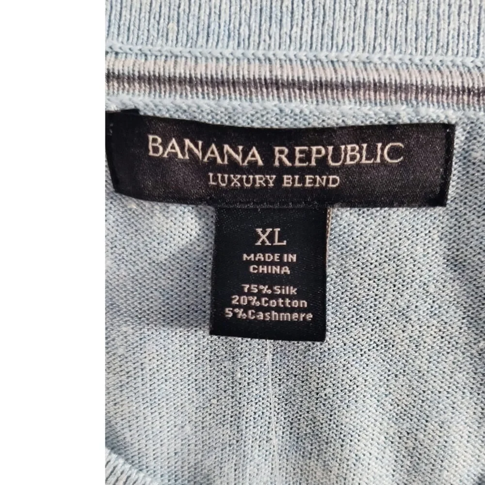 Banana Republic Men's Silk Cashmere Blend V-Neck Sweater Size XL Blue NWT